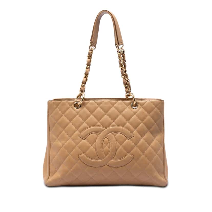 Chanel Caviar Grand Shopping Tote Beige Leather Very good condition - Front View