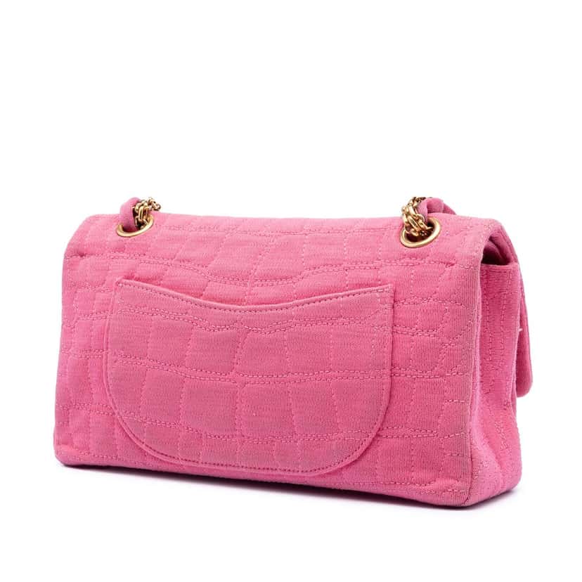 Chanel Croc Quilted Jersey Reissue 2.55 Double Flap 225 Pink Very good condition - Back View