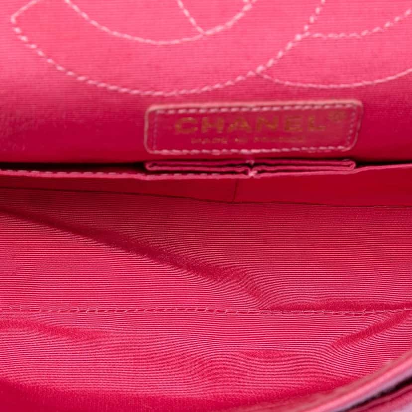 Chanel Croc Quilted Jersey Reissue 2.55 Double Flap 225 Pink Very good condition - Model View