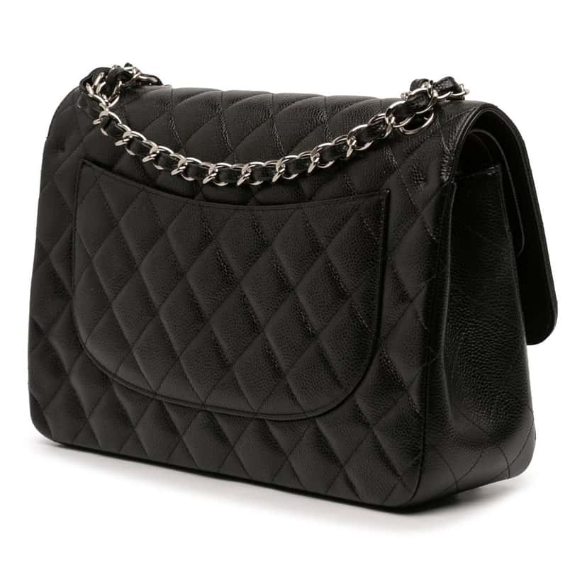 Chanel Jumbo Classic Caviar Double Flap Black Leather Very good condition - Back View