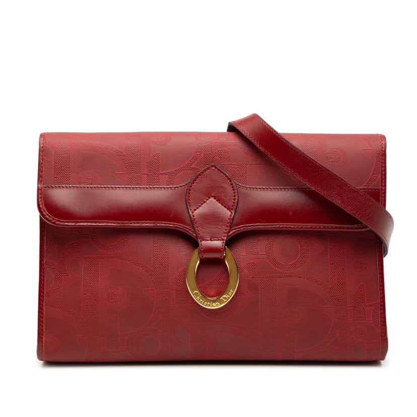 Dior Diorissimo Trotter Coated Canvas Crossbody Red Very good condition - Front View