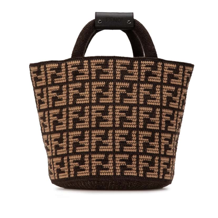 Fendi Zucca Cashmere Shopping Tote Brown Very good condition - Front View