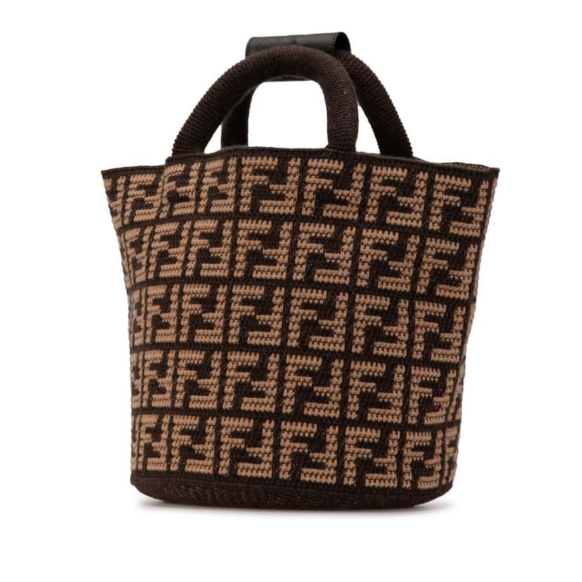 Fendi Zucca Cashmere Shopping Tote Brown Very good condition - Back View