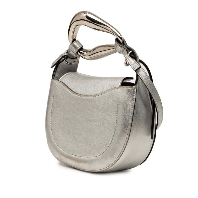 Chloé Small Metallic Leather Kiss Satchel Silver Leather Very good condition - Back View