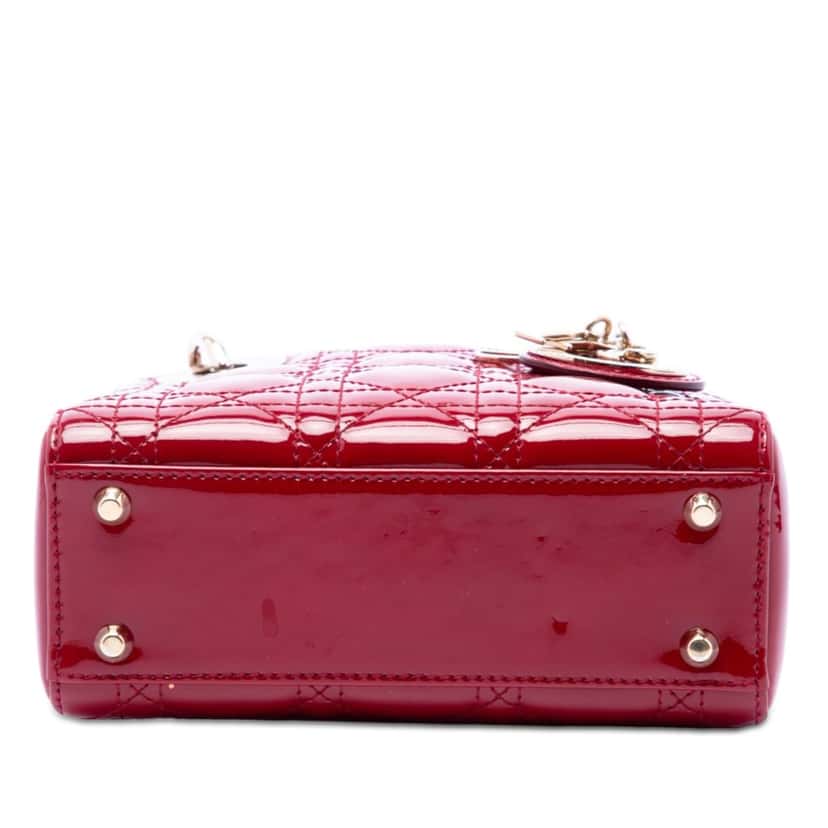 Dior Mini Patent Cannage Lady Dior Red Leather Very good condition - Inside View