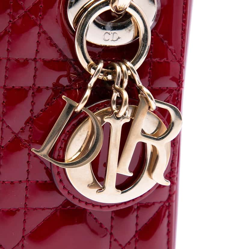 Dior Mini Patent Cannage Lady Dior Red Leather Very good condition - Box View