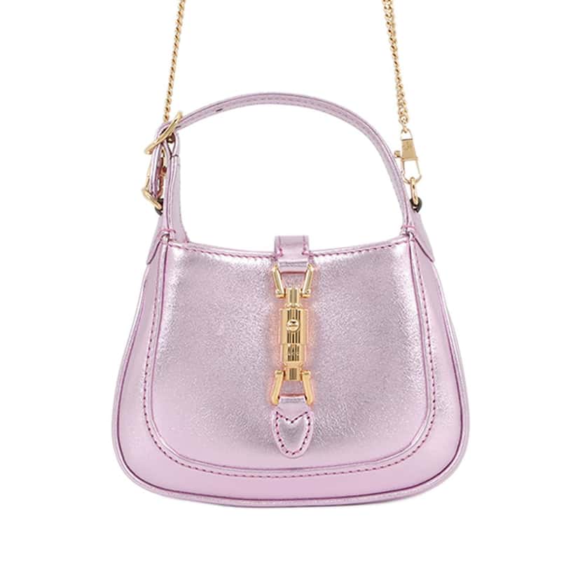Gucci Nano Metallic Calfskin Jackie 1961 Satchel Pink Leather Very good condition - Front View