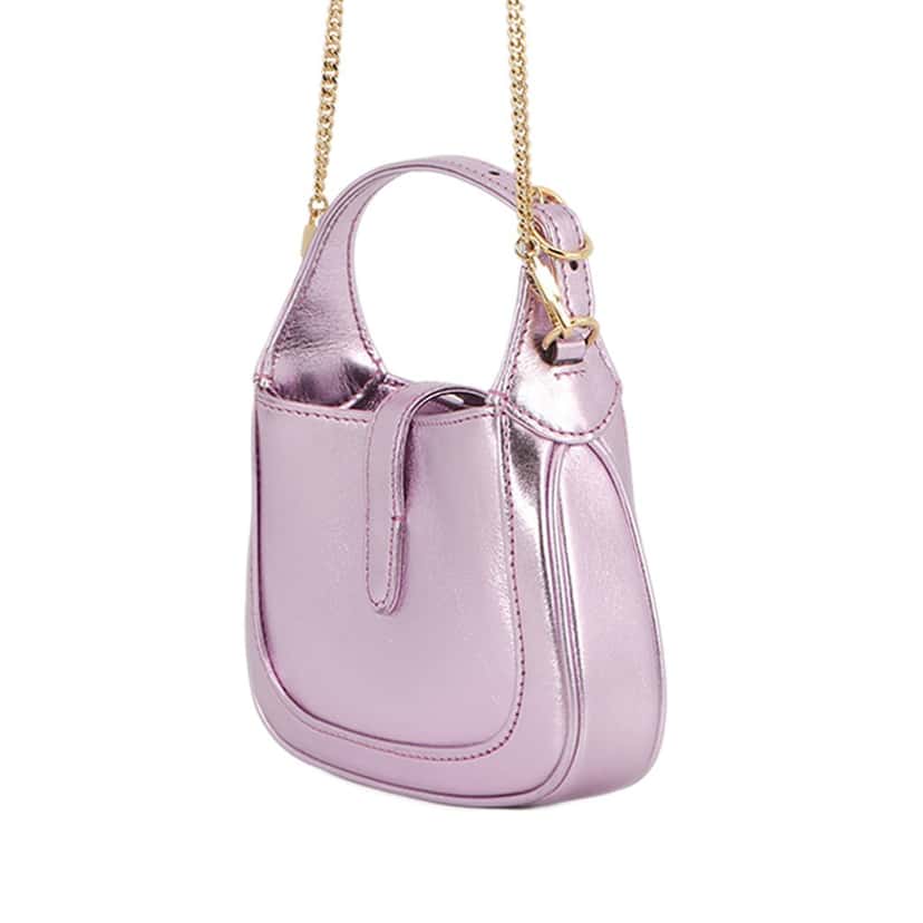 Gucci Nano Metallic Calfskin Jackie 1961 Satchel Pink Leather Very good condition - Back View