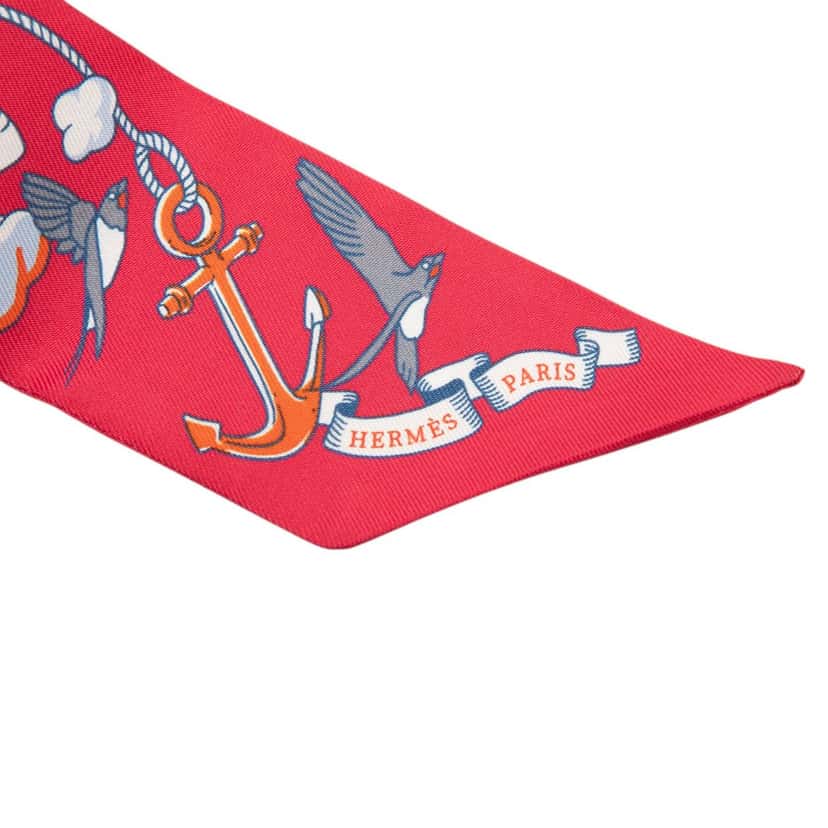 Hermès Sur Mon Nuage Silk Twilly Scarf Pink Very good condition - Inside View