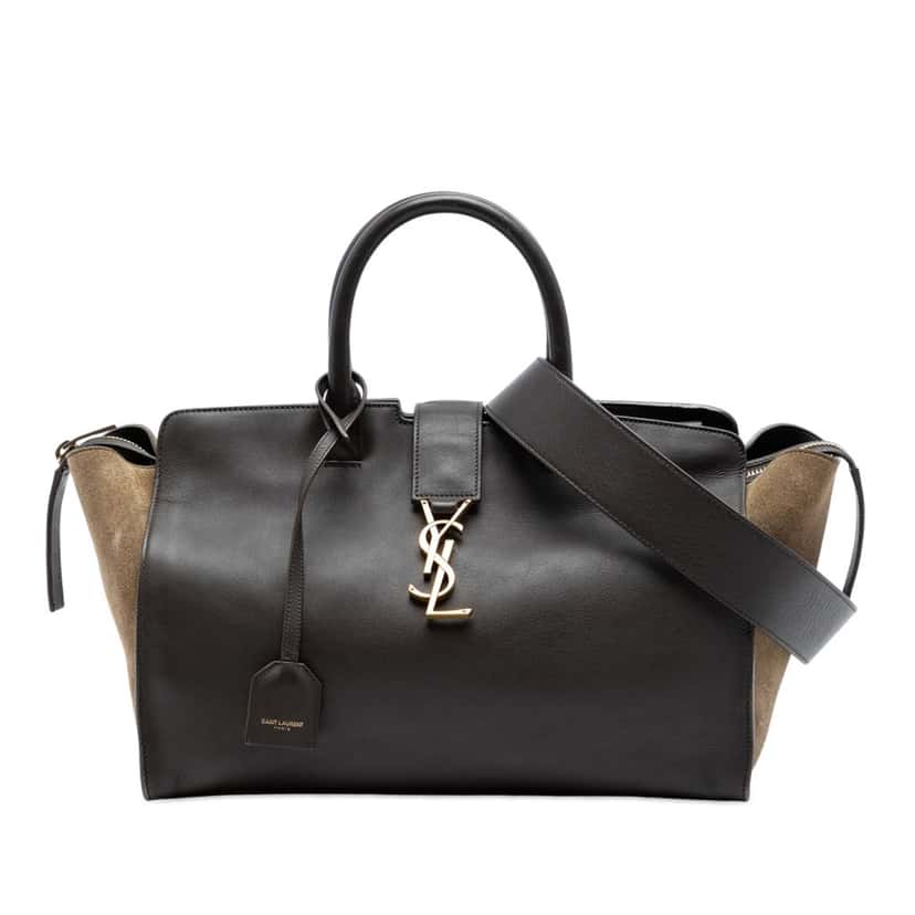 Saint Laurent Small Suede Trimmed Leather Downtown Cabas Satchel Brown Leather Very good condition - Front View