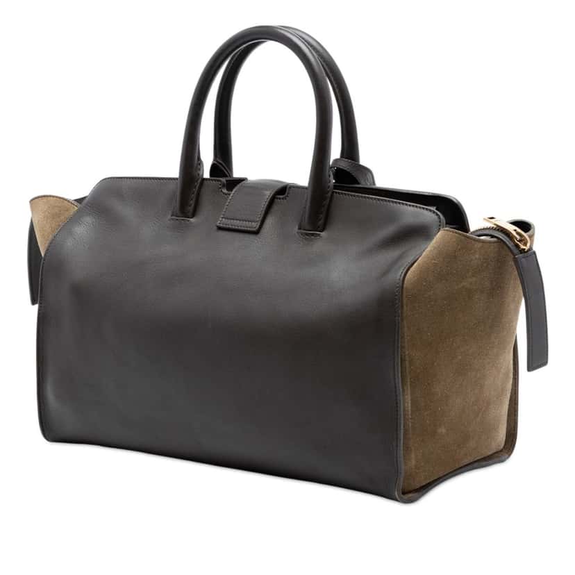 Saint Laurent Small Suede Trimmed Leather Downtown Cabas Satchel Brown Leather Very good condition - Back View