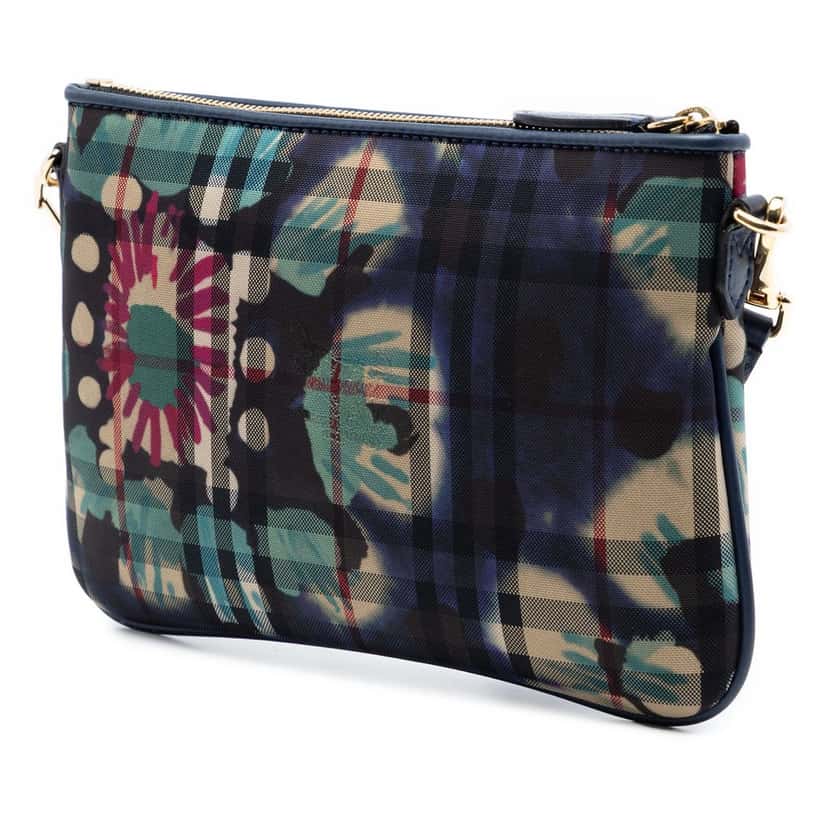 Burberry Haymarket Check Canvas Floral Print Peyton Crossbody Beige Very good condition - Back View