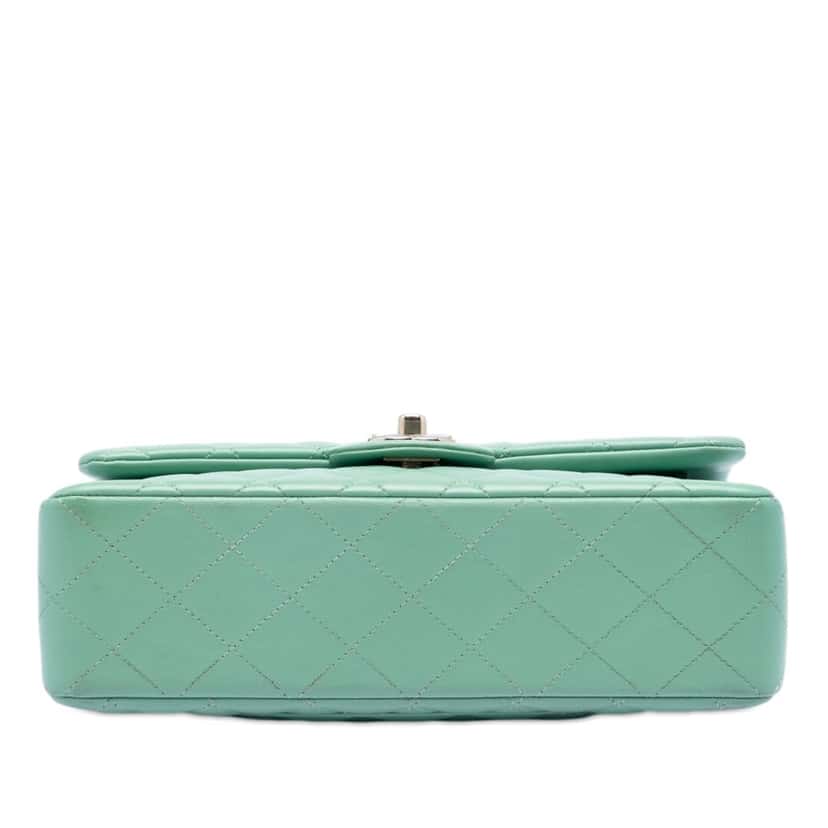 Chanel Small Classic Lambskin Double Flap Green Leather Good condition - Inside View