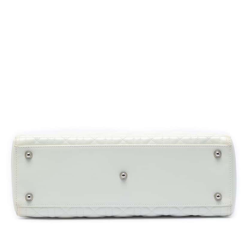 Dior Large Lambskin Cannage Lady Dior White Leather Very good condition - Inside View