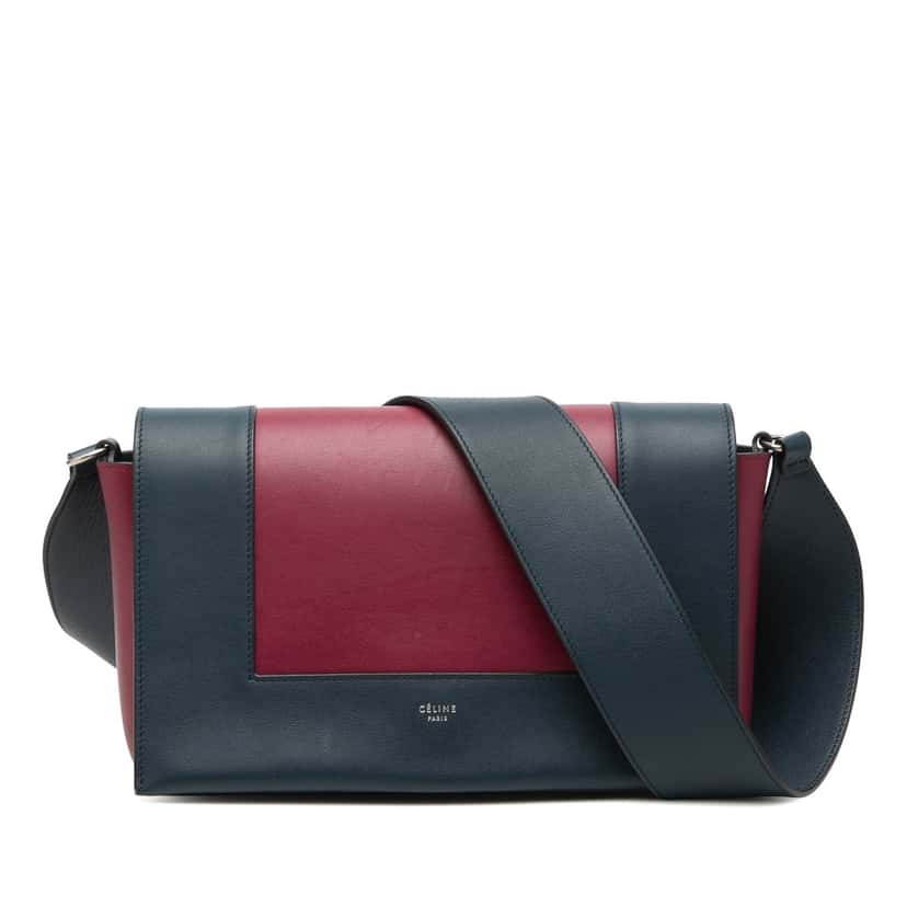 Celine Medium Shiny Smooth Calfskin Frame Shoulder Bag Blue Leather Very good condition - Front View