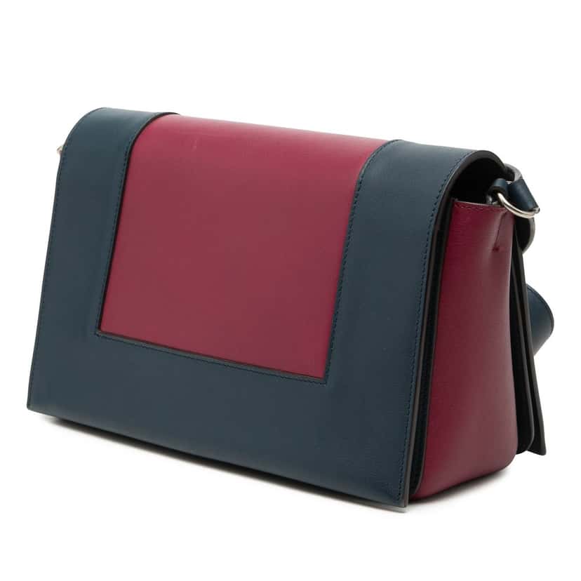 Celine Medium Shiny Smooth Calfskin Frame Shoulder Bag Blue Leather Very good condition - Back View