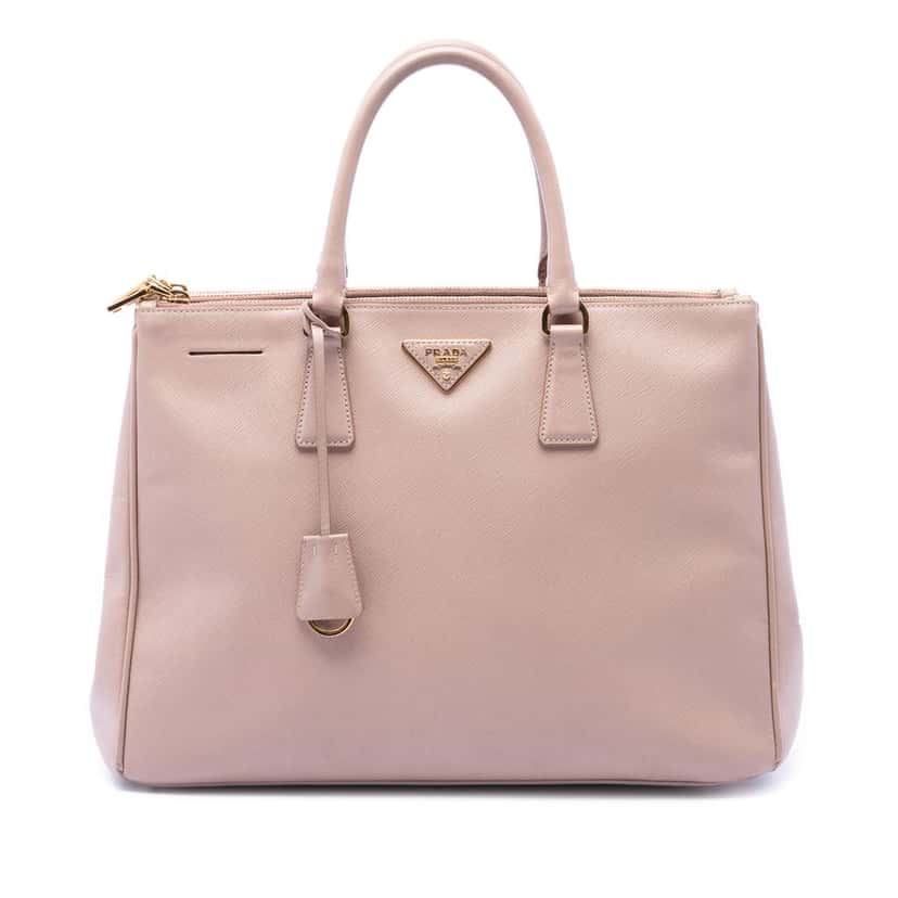 Prada Large Saffiano Lux Galleria Double Zip Satchel Brown Leather Very good condition - Front View