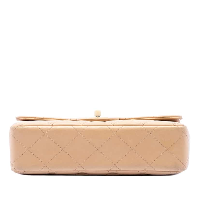 Chanel CC Quilted Lambskin Resin Chain Single Flap Beige Leather Very good condition - Inside View