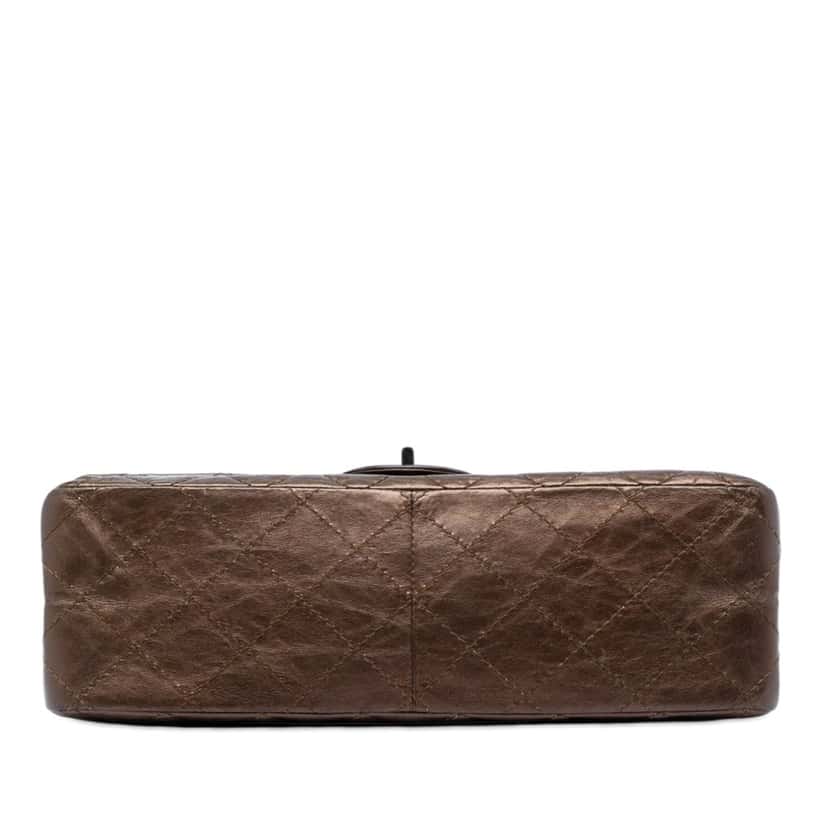 Chanel Quilted Metallic Aged Calfskin Reissue 2.55 Double Flap 226 Brown Leather Very good condition - Inside View