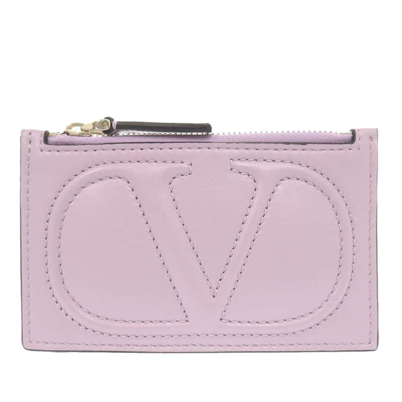 Valentino Leather VLogo Walk Zip Card Holder Purple Leather Very good condition - Front View