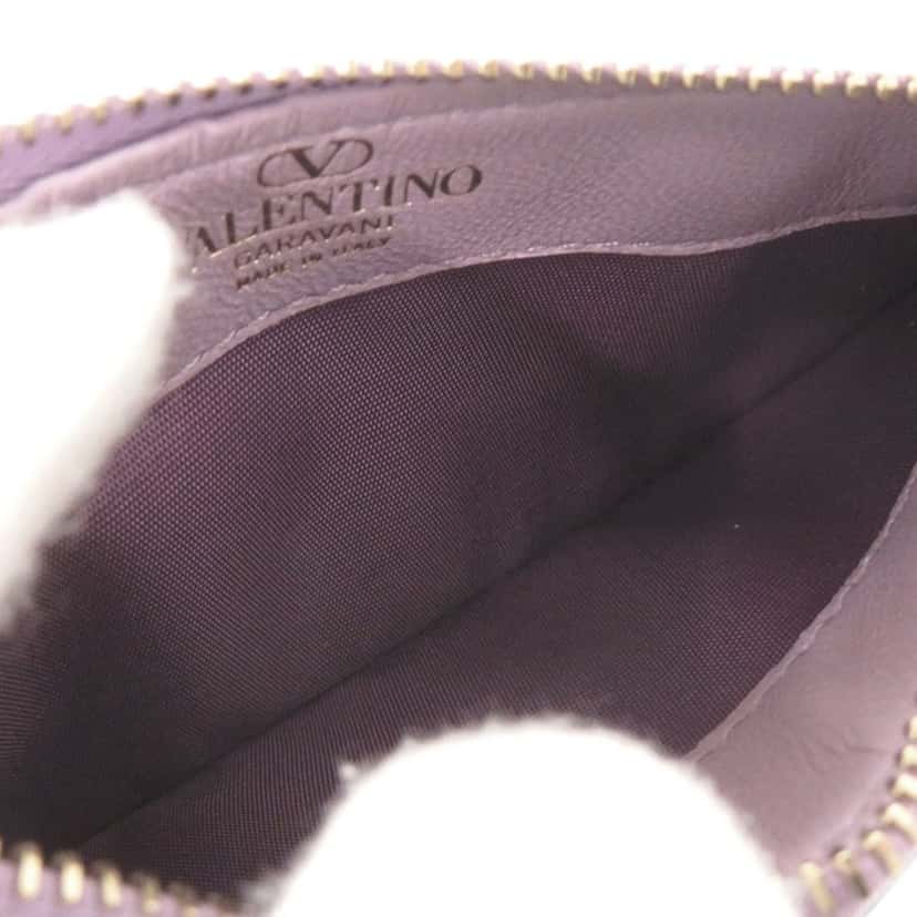 Valentino Leather VLogo Walk Zip Card Holder Purple Leather Very good condition - Inside View