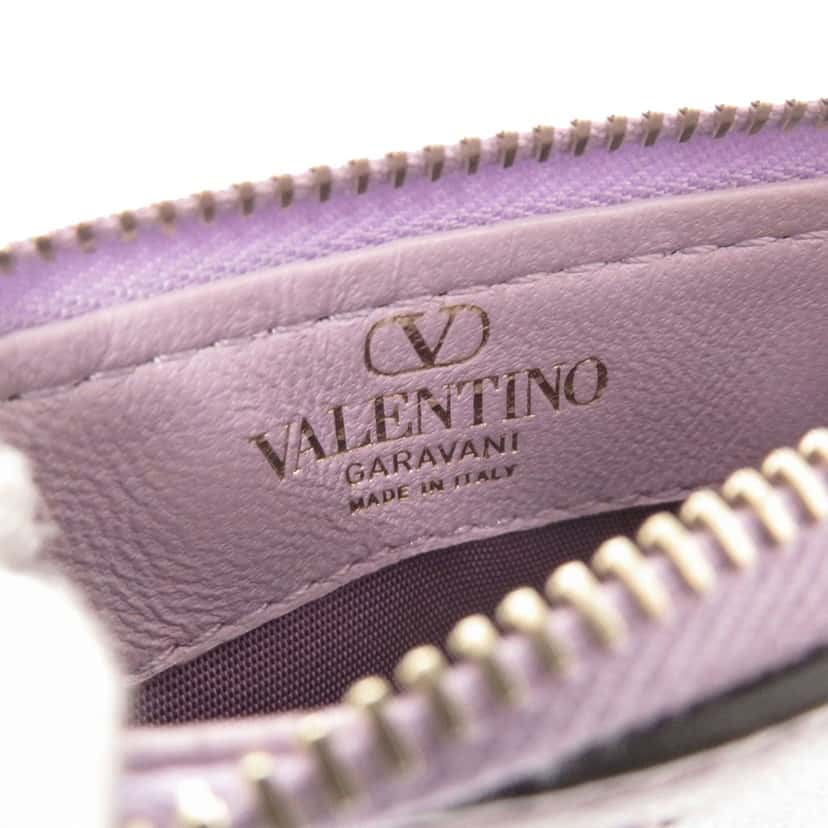 Valentino Leather VLogo Walk Zip Card Holder Purple Leather Very good condition - Model View