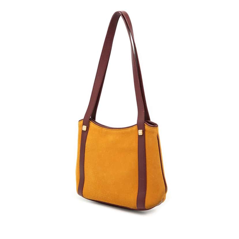 Loewe Suede Anagram Shoulder Bag Yellow Leather Very good condition - Back View