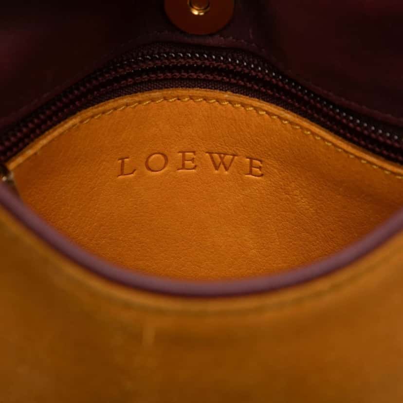 Loewe Suede Anagram Shoulder Bag Yellow Leather Very good condition - Box View