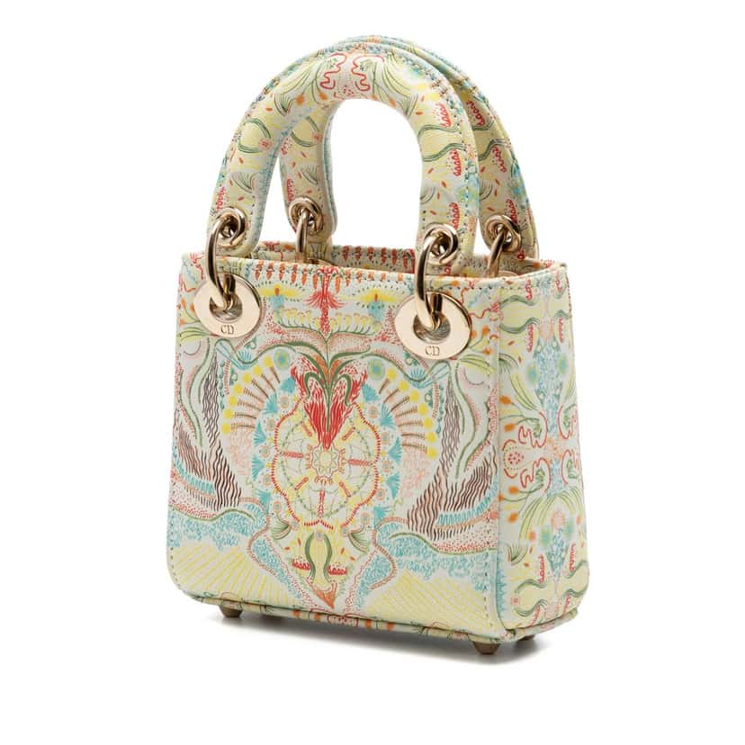 Dior Micro Calfskin In Lights Lady Dior White Leather Very good condition - Back View