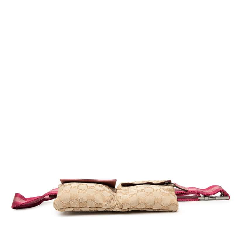 Gucci GG Canvas Web Double Pocket Belt Bag Beige Very good condition - Inside View