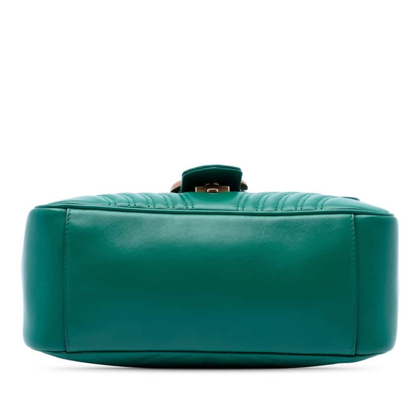 Gucci Small GG Marmont Matelasse Calfskin Top Handle Bag Green Leather Very good condition - Inside View