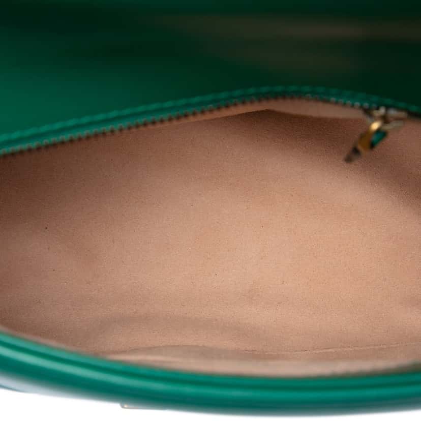 Gucci Small GG Marmont Matelasse Calfskin Top Handle Bag Green Leather Very good condition - Model View