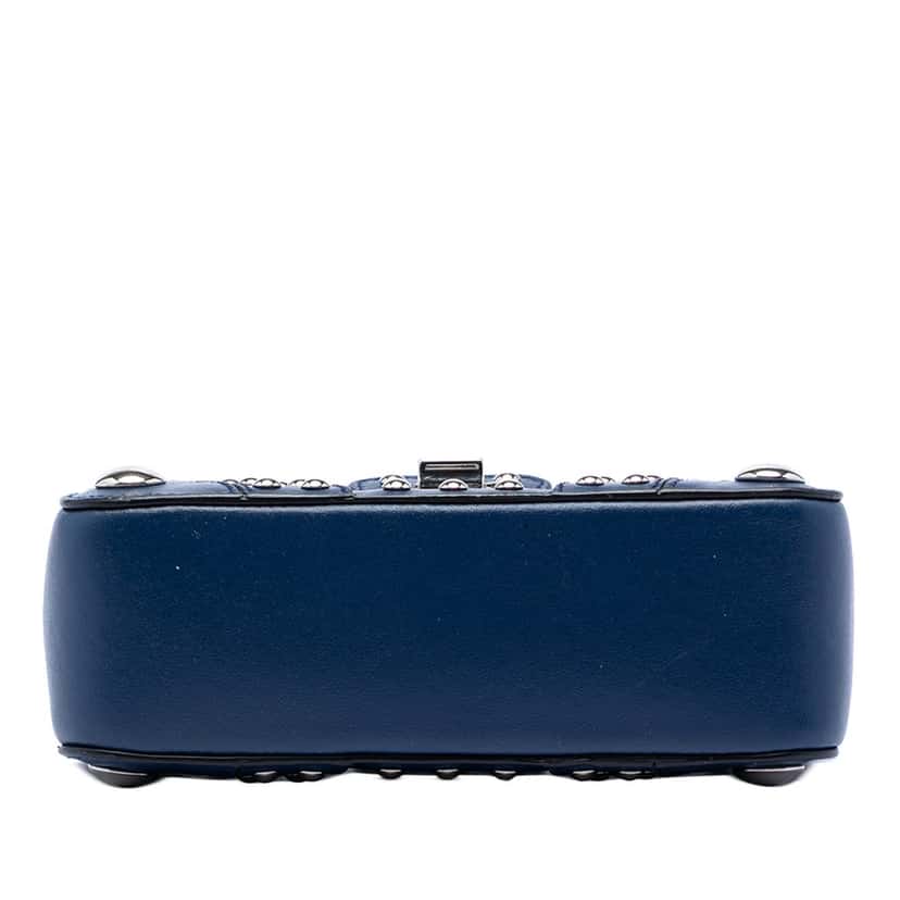 Prada City Calfskin Studded Elektra Turn Lock Clutch Blue Leather Very good condition - Inside View
