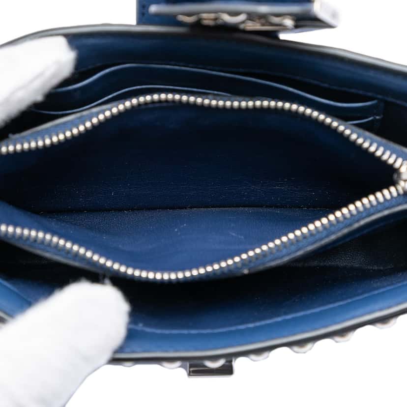 Prada City Calfskin Studded Elektra Turn Lock Clutch Blue Leather Very good condition - Model View