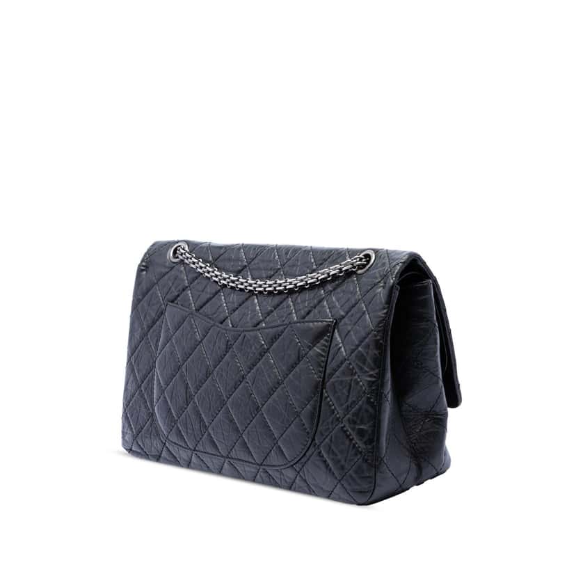 Chanel Quilted Aged Calfskin Reissue 2.55 Double Flap 227 Black Leather Very good condition - Back View