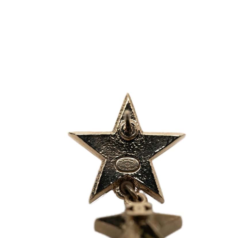Chanel CC Gold Plated Triple Star Drop Bullet Back Earrings Gold Metal Very good condition - Inside View
