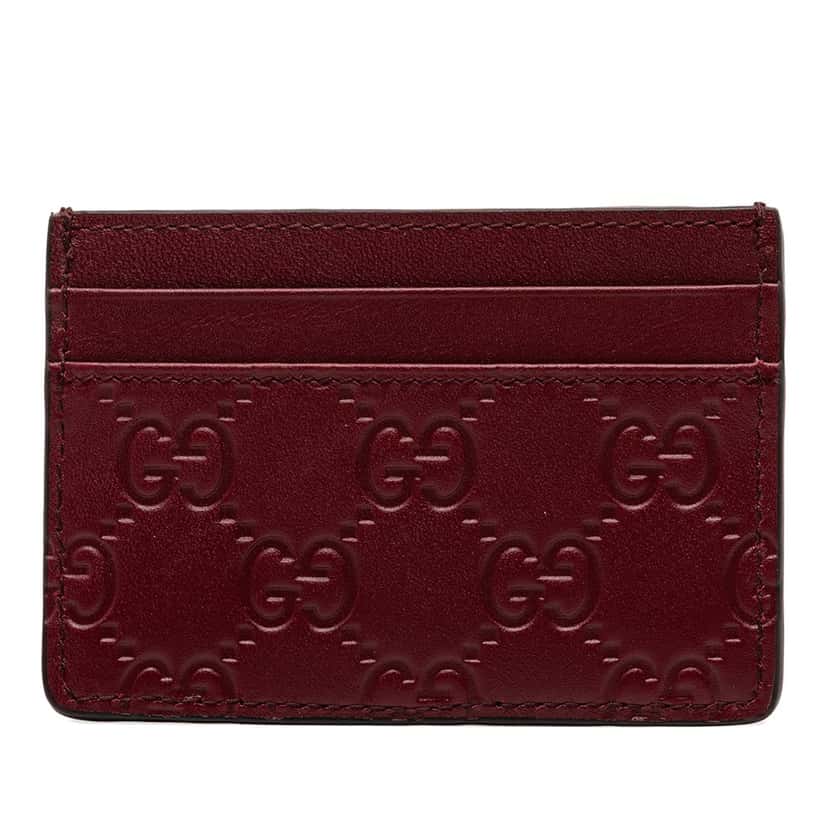 Gucci Guccissima Card Holder Red Leather Very good condition - Front View