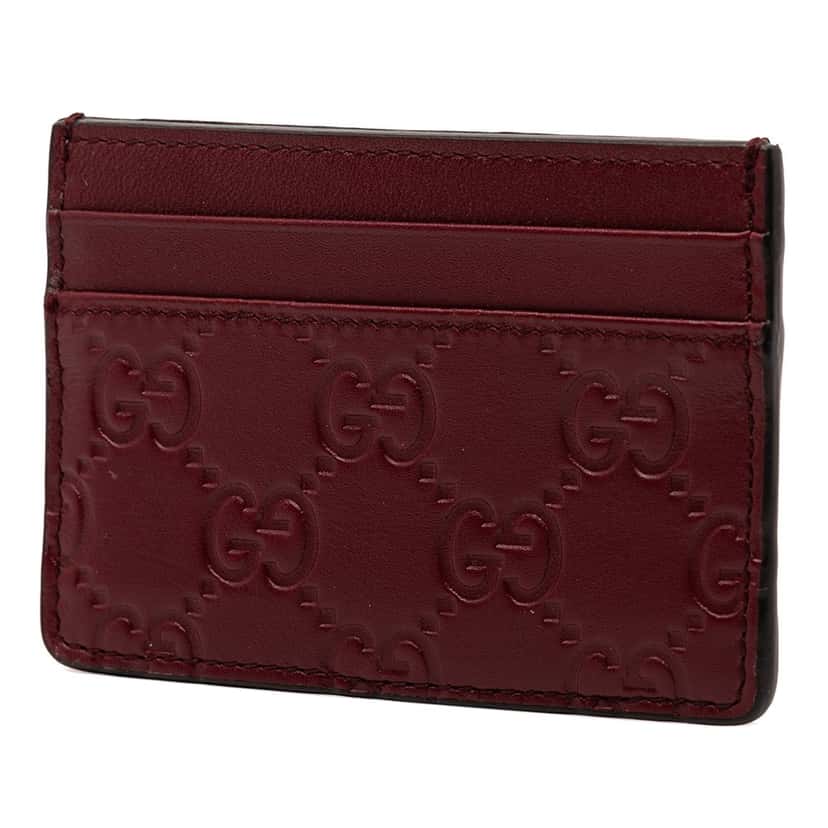 Gucci Guccissima Card Holder Red Leather Very good condition - Back View