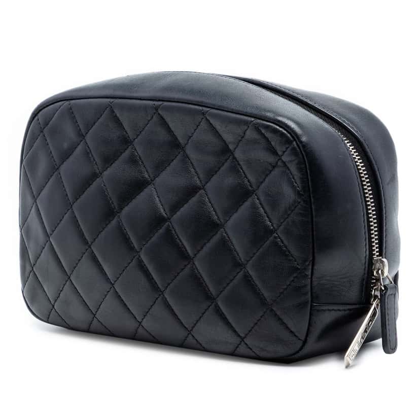 Chanel Medium Curvy Cosmetic Pouch Black Leather Very good condition - Back View