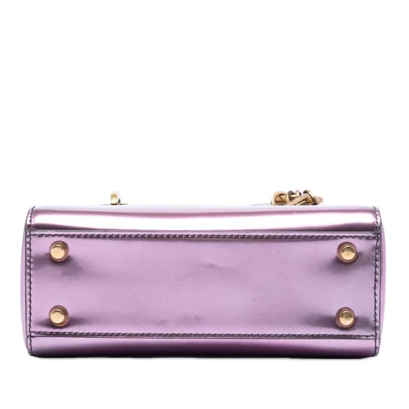 Dior Mini Metallic Patent Lady Dior Pink Leather Very good condition - Inside View