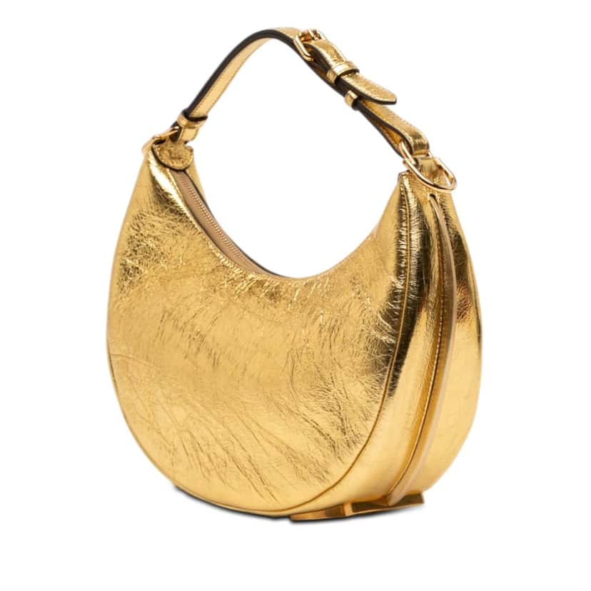 Fendi Small Metallic Leather Fendigraphy Hobo Gold Leather Very good condition - Back View