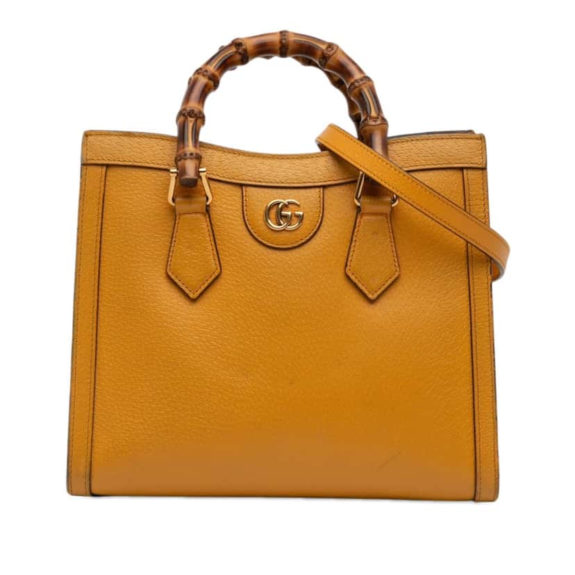 Gucci Medium Leather Bamboo Diana Satchel Yellow Leather Good condition - Front View