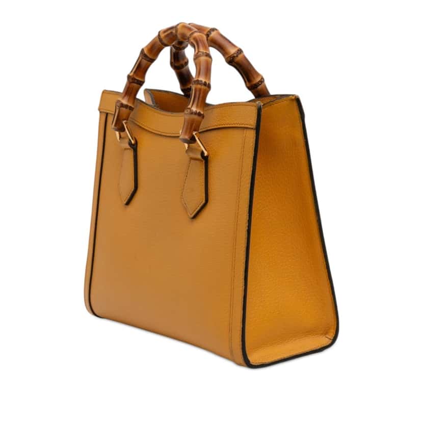 Gucci Medium Leather Bamboo Diana Satchel Yellow Leather Good condition - Back View