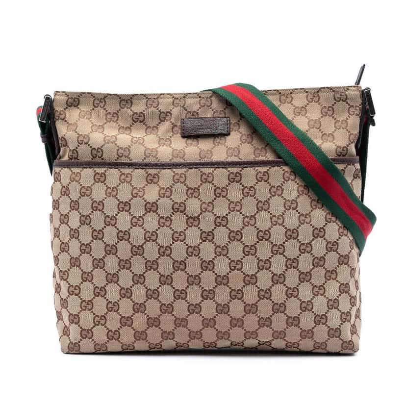 Gucci GG Canvas Web Crossbody Beige Very good condition - Front View