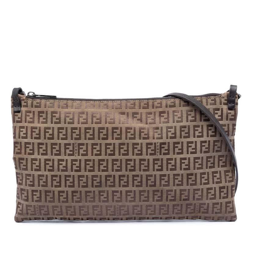 Fendi Zucchino Canvas Crossbody Beige Very good condition - Front View