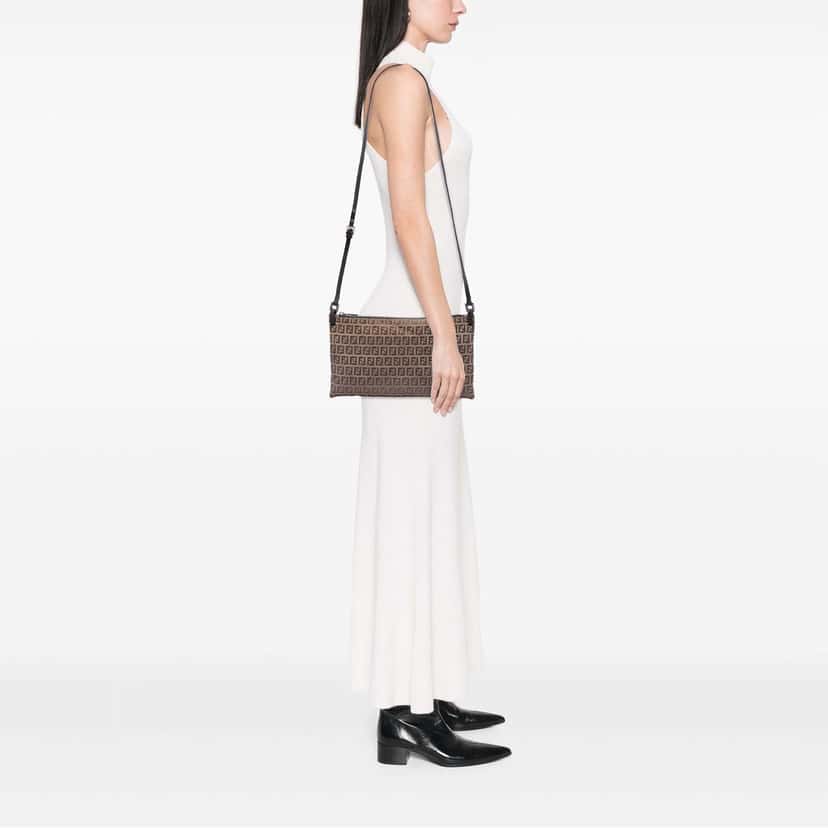 Fendi Zucchino Canvas Crossbody Beige Very good condition - Box View