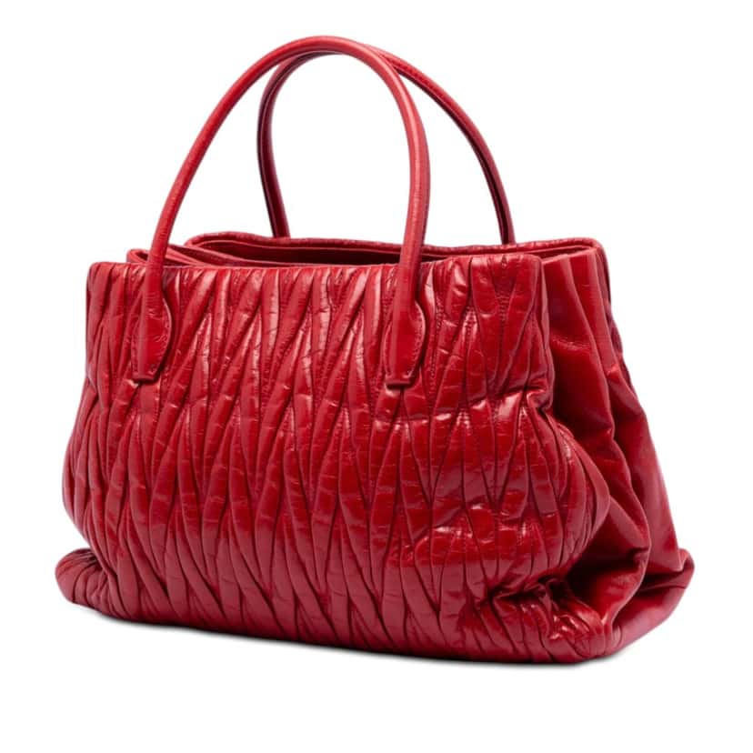 Miu Miu Matelasse Nappa Convertible Tote Red Leather Very good condition - Back View