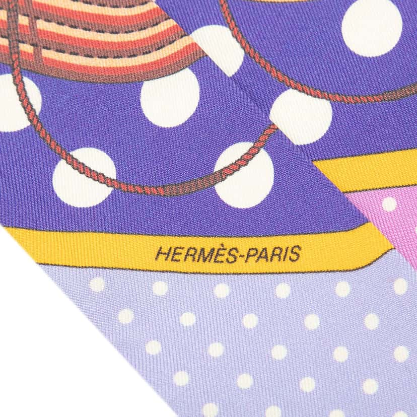 Hermès Clic Clac a Pois Silk Twilly Scarf Purple Very good condition - Inside View
