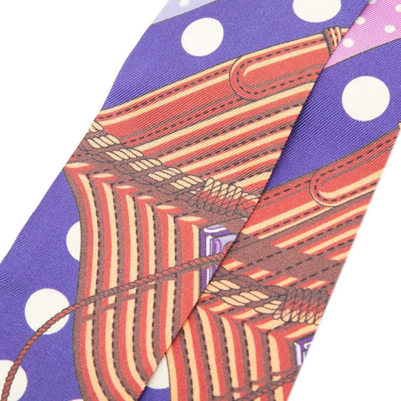 Hermès Clic Clac a Pois Silk Twilly Scarf Purple Very good condition - Model View