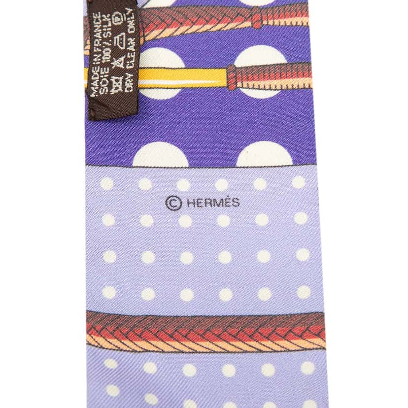 Hermès Clic Clac a Pois Silk Twilly Scarf Purple Very good condition - Box View